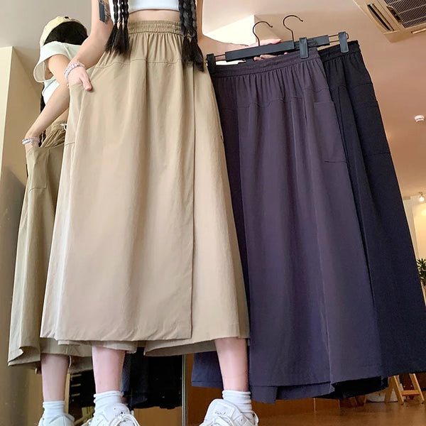 New Women Baggy High Waisted Designer Pants Lady Comfortable A-line Summer Trousers Female Fashion Versatile Wide Leg Slacks