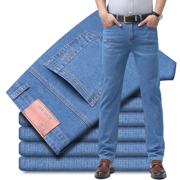Summer new micro elastic straight leg denim pants with shape and skin friendly business pants in multiple sizes