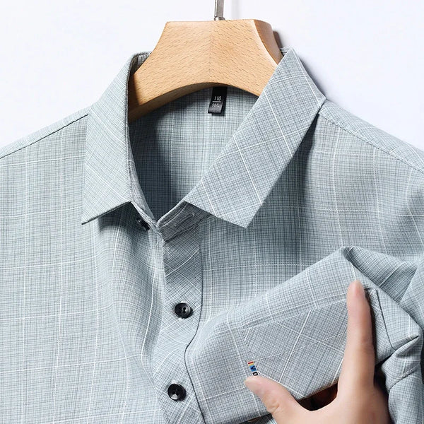 New Men's Business Casual Short Sleeved Printed Shirt with Wrinkle Resistance No Ironing Comfortable All Season Versatile Top