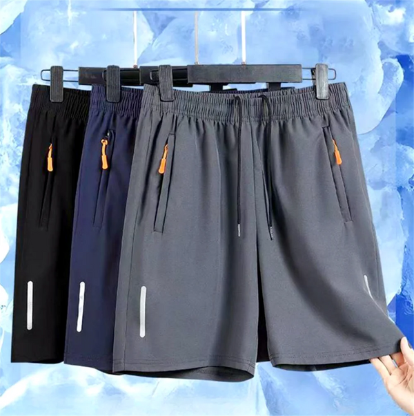 Men and women's Summer Ultra-thin Ice Silk Beach Casual Shorts Jogging Sport Quick Dry Male Zipper Loose Gym Sports Short Pants Sweatpant